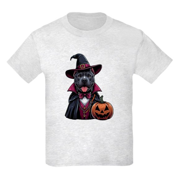 CafePress - Costumed Pitbull Halloween Kids T Shirt - Light Classic Kids Graphic, Short Sleeve T-Shirt, Sizes XS-XL