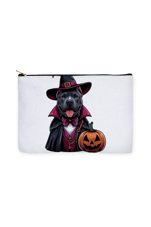 - Costumed Pitbull Halloween - Large Zipper Toiletry Pouch, 12.5"x8.5"