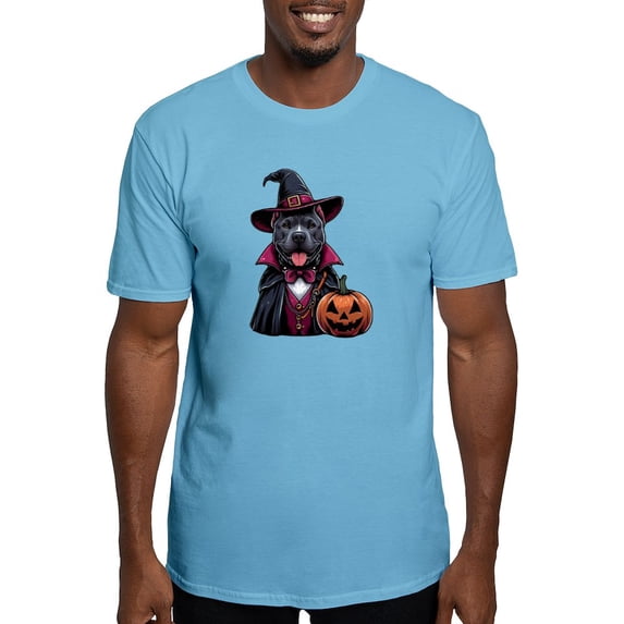 CafePress - Costumed Pitbull Halloween Men's Classic T Shirt - Fitted T-Shirt, Vintage Fit Soft Cotton Tee