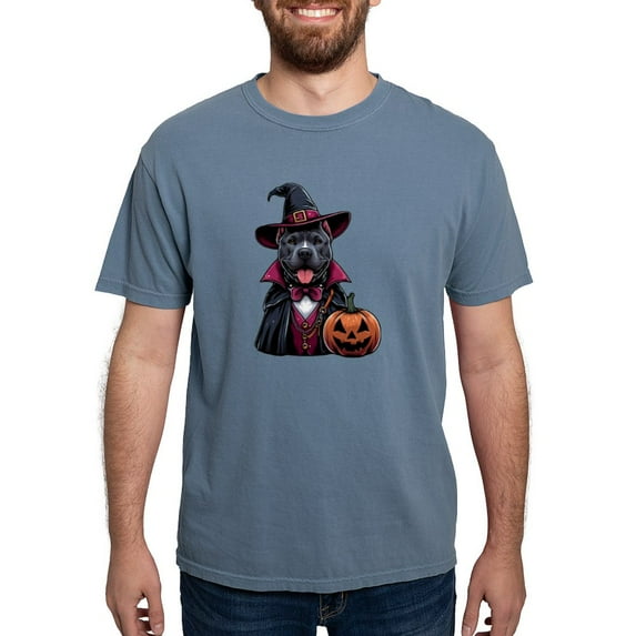 CafePress - Costumed Pitbull Halloween Men's Comfort Colors® T Shirt - Mens Comfort Colors Shirt