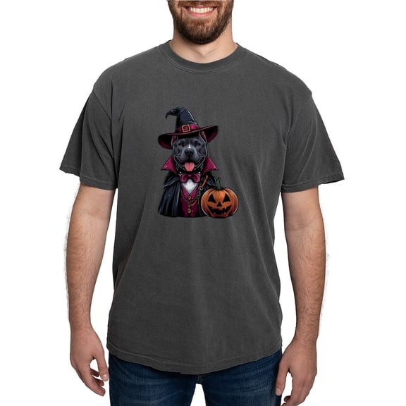 CafePress - Costumed Pitbull Halloween Men's Comfort Colors® T Shirt - Mens Comfort Colors Shirt