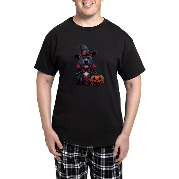 CafePress - Costumed Pitbull Halloween - Men's Dark Loose Fit Cotton Pajama Set