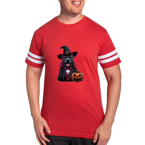 CafePress - Costumed Pitbull Halloween Men's Football T Shirt - Mens Football Shirt