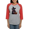 thumbnail image 1 of CafePress - Costumed Pitbull Halloween Women's Baseball T Shirt - Womens Baseball Tee, 1 of 4