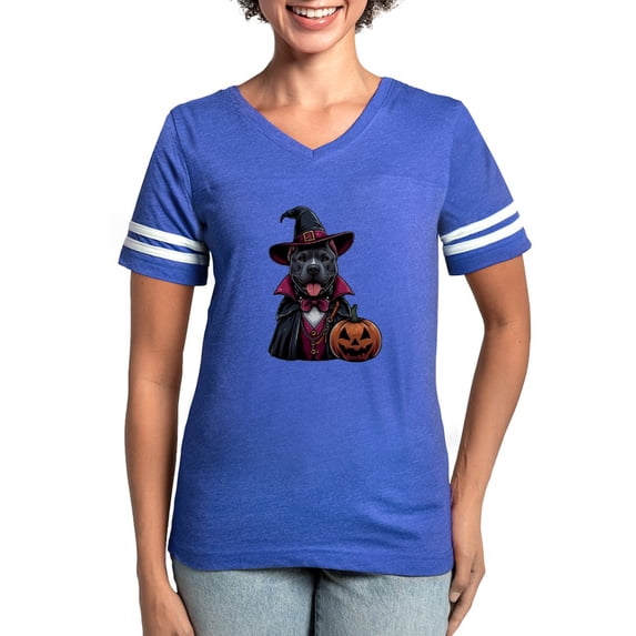 CafePress - Costumed Pitbull Halloween Women's Football T Shirt - Womens Football Shirt