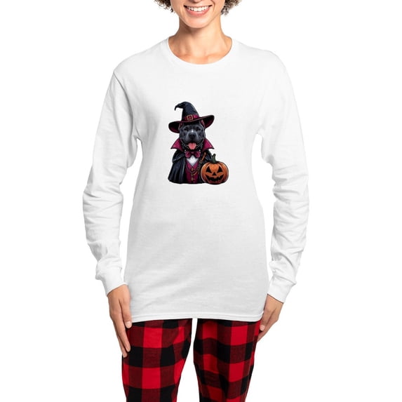 CafePress - Costumed Pitbull Halloween - Women's Long Sleeve Relaxed Fit Cotton Light Pajama Set