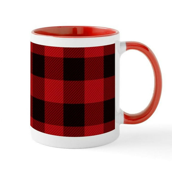 CafePress - Cottage Buffalo Plaid Lumberjack Mugs - 11 oz Ceramic Mug - Novelty Coffee Tea Cup
