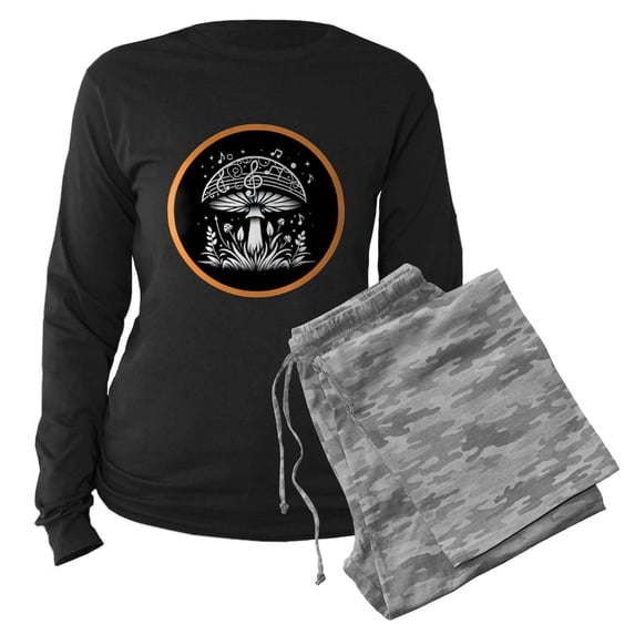 CafePress - Cottagecore Music Mushroom - Women's Long Sleeve Dark Pajamas