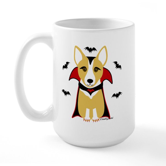 CafePress - Count Corgi Vampire Large Mug - 15 oz Ceramic Large White Novelty Mug
