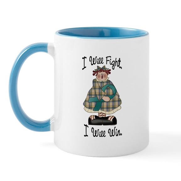 CafePress - Country Girl Fight Win TEAL 2 Mug - 11 oz Ceramic Mug - Novelty Coffee Tea Cup