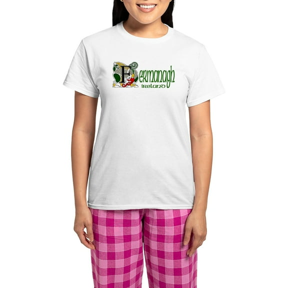 CafePress - County Fermanagh Women's Light Pajamas - Women's Short Sleeve Print T-Shirt and Pants Light Cotton Pajama Set