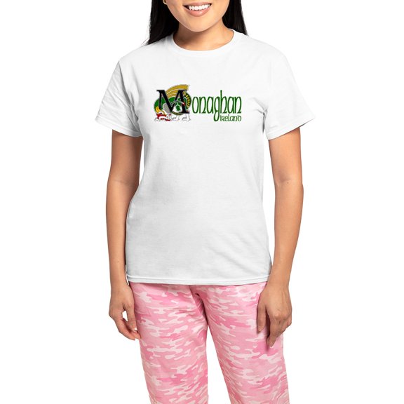 CafePress - County Monaghan Women's Light Pajamas - Women's Short Sleeve Print T-Shirt and Pants Light Cotton Pajama Set