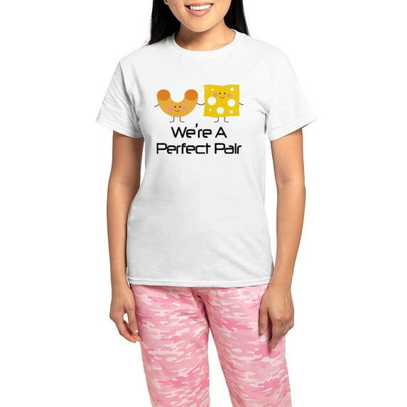 CafePress - Couples Mac And Cheese Pair Pajamas - Women's Short Sleeve Print T-Shirt and Pants Light Cotton Pajama Set