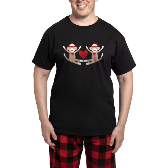 CafePress - Couples Sock Monkey Men's Dark Pajamas - Men's Dark Loose Fit Cotton Pajama Set