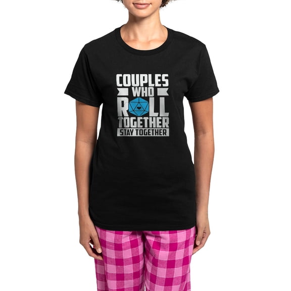CafePress - Couples Who Roll Together, Stay Together V Pajamas - Women's Short Sleeve Print T-Shirt and Pants Dark Cotton Pajama Set