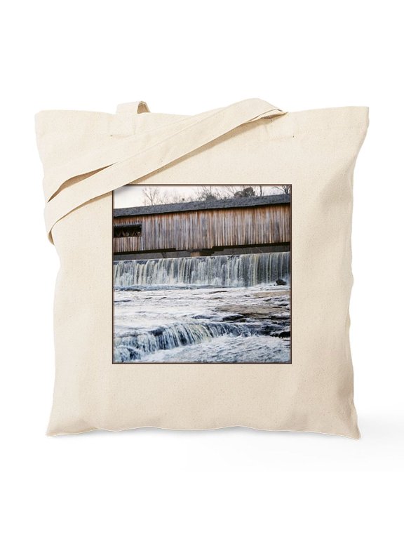 - Covered Bridge Tote Bag - Unisex Canvas Tote Bag, Beige, 1-Piece