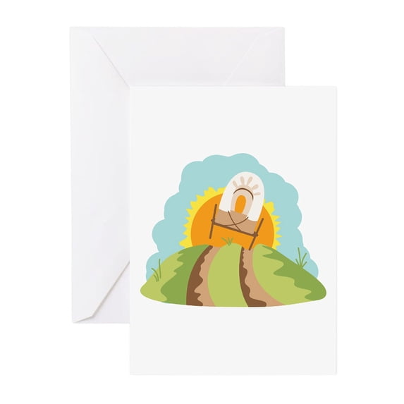 CafePress - Covered Wagon Greeting Cards - Greeting Cards (Pk of 10) Glossy