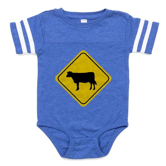 CafePress - Cow Crossing TRANS FIN - Cute Infant Baby Football Bodysuit
