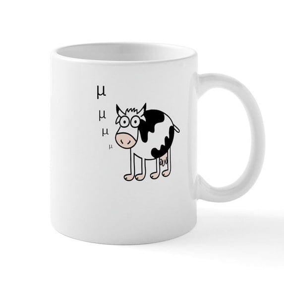 CafePress - Cow Goes Moo Greek Mu Funny Math Teacher Mugs - 11 oz Ceramic Mug - Novelty Coffee Tea Cup