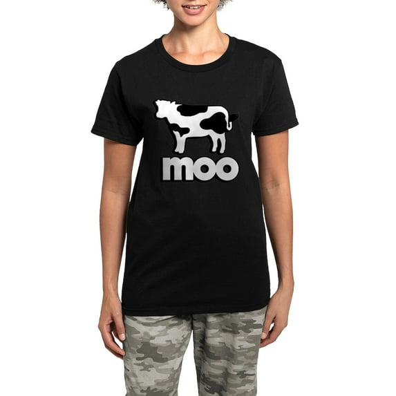 CafePress - Cow Moo Women's Dark Pajamas - Women's Short Sleeve Print T-Shirt and Pants Dark Cotton Pajama Set