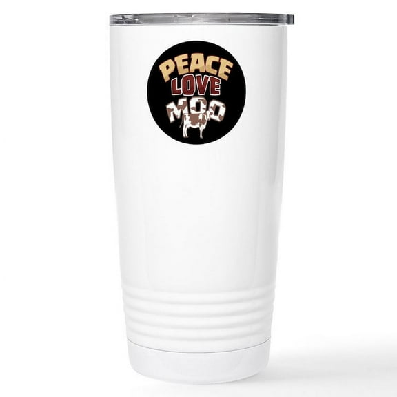 CafePress - Cow Peace Love Moo Mugs - Insulated Stainless Steel Travel Tumbler 20 oz.