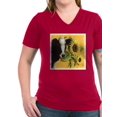 thumbnail image 1 of CafePress - Cow Sunflower Women's V Neck T Shirt - Women's V-Neck Dark T-Shirt, 1 of 1