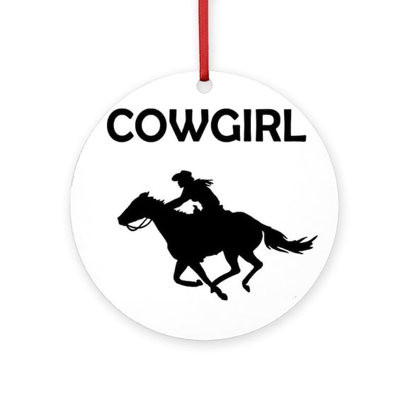 CafePress - Cowgirl -  Round Wood Ornament 4"