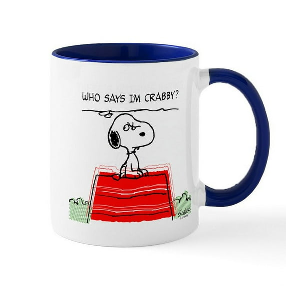 CafePress - Crabby Snoopy Mug - 11 oz Ceramic Mug - Novelty Coffee Tea Cup