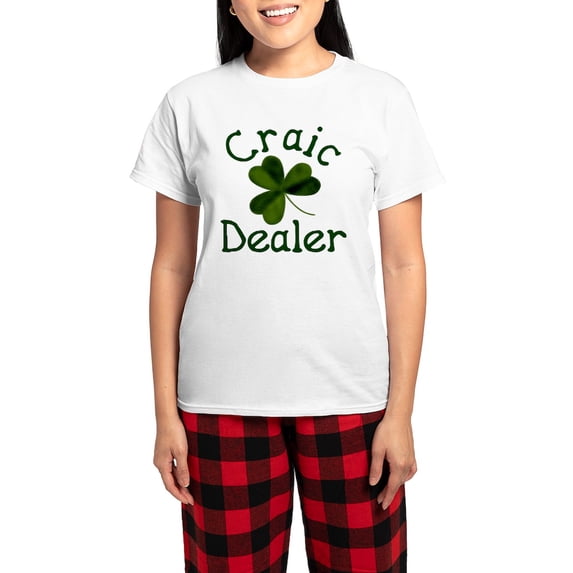 CafePress - Craic Dealer Women's Light Pajamas - Women's Short Sleeve Print T-Shirt and Pants Light Cotton Pajama Set