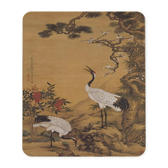 CafePress - Cranes Woodblock Print Ipad Case Mousepad - Non-slip Rubber Mousepad, Gaming Mouse Pad