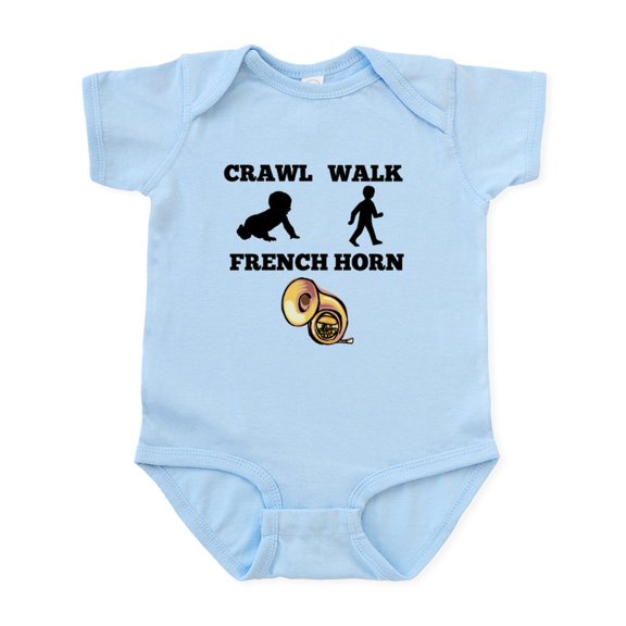 CafePress - Crawl Walk French Horn Body Suit - Baby Light Bodysuit, Size Newborn - 24 Months