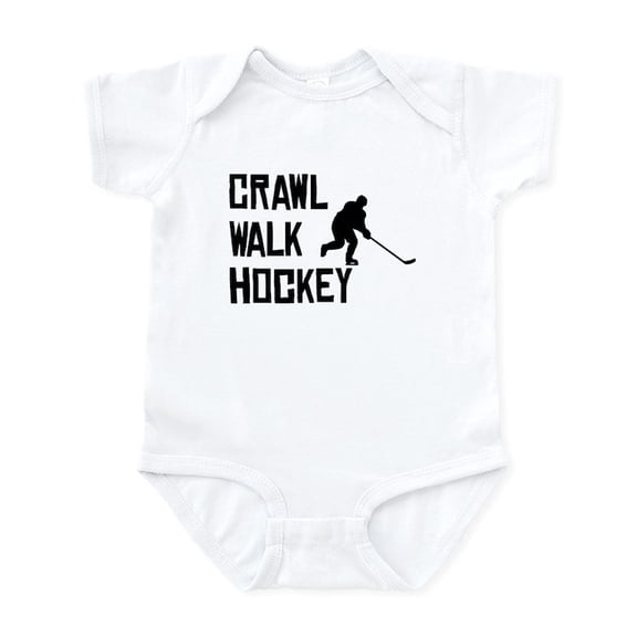 CafePress - Crawl Walk Hockey Body Suit - Baby Light Bodysuit, Size Newborn - 24 Months