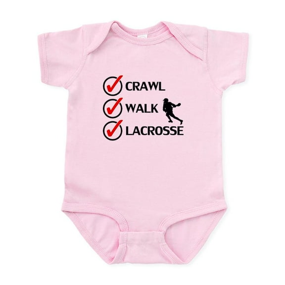 CafePress - Crawl Walk Lacrosse Body Suit - Baby Light Bodysuit, Size Newborn - 24 Months