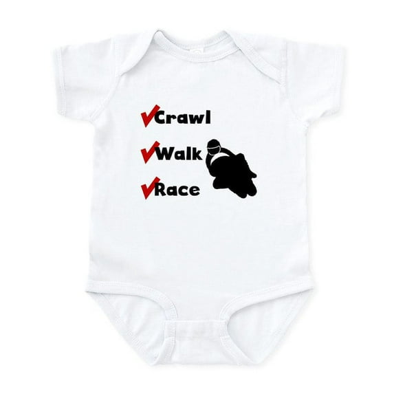 CafePress - Crawl Walk Race Body Suit - Baby Light Bodysuit, Size Newborn - 24 Months