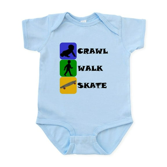 CafePress - Crawl Walk Skate Body Suit - Baby Light Bodysuit, Size Newborn - 24 Months