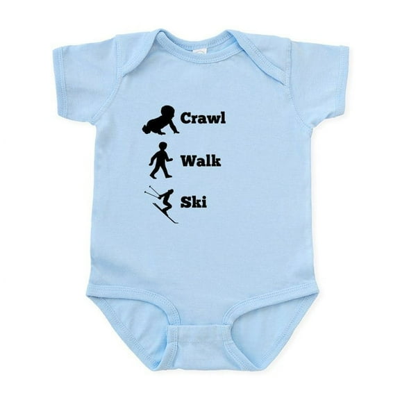 CafePress - Crawl Walk Ski Body Suit - Baby Light Bodysuit, Size Newborn - 24 Months
