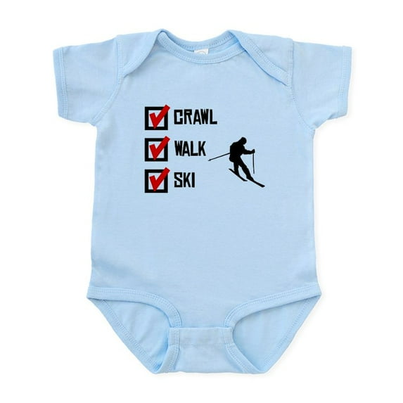 CafePress - Crawl Walk Ski Body Suit - Baby Light Bodysuit, Size Newborn - 24 Months