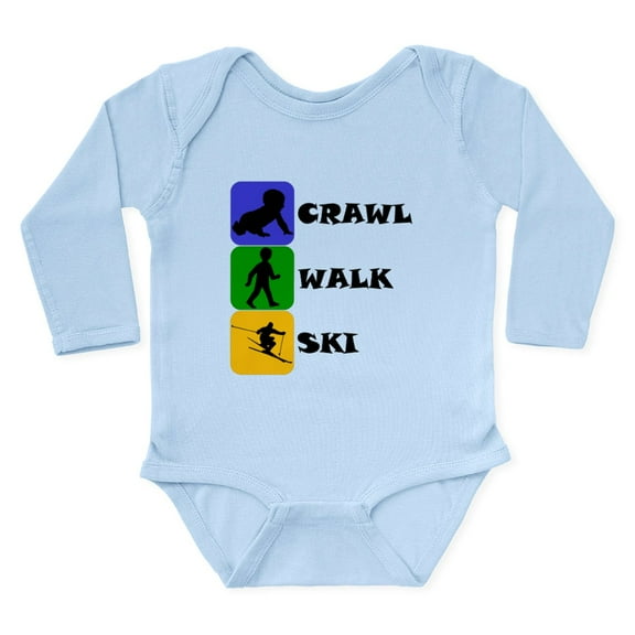 CafePress - Crawl Walk Ski Body Suit - Long Sleeve Cotton Baby Bodysuit