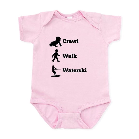 CafePress - Crawl Walk Waterski Body Suit - Baby Light Bodysuit, Size Newborn - 24 Months