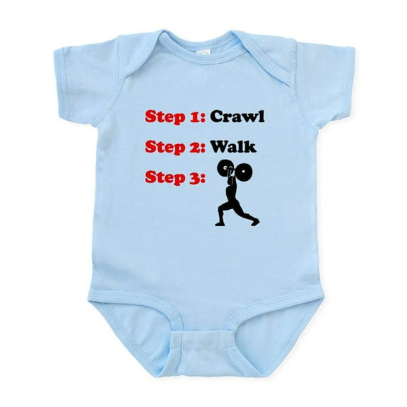 CafePress - Crawl Walk Weightlifting Body Suit - Baby Light Bodysuit, Size Newborn - 24 Months