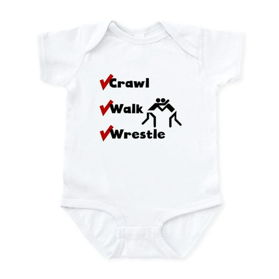 CafePress - Crawl Walk Wrestle Body Suit - Baby Light Bodysuit, Size Newborn - 24 Months