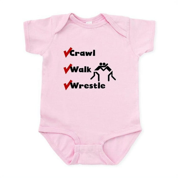 CafePress - Crawl Walk Wrestle Body Suit - Baby Light Bodysuit, Size Newborn - 24 Months