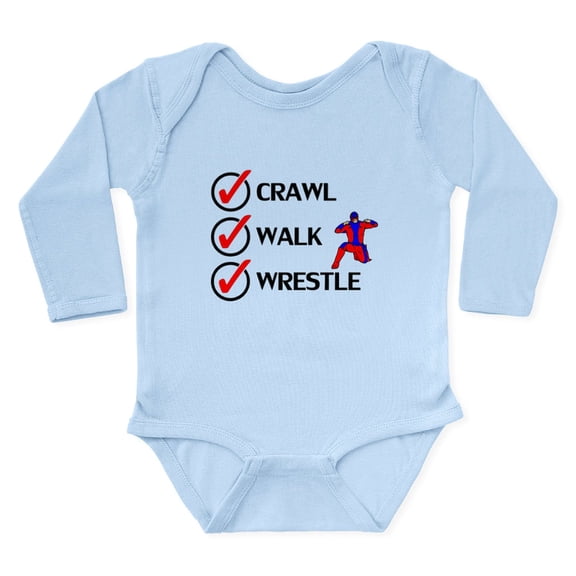 CafePress - Crawl Walk Wrestle Body Suit - Long Sleeve Cotton Baby Bodysuit