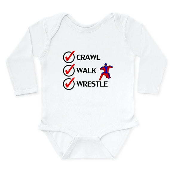 CafePress - Crawl Walk Wrestle Body Suit - Long Sleeve Cotton Baby Bodysuit