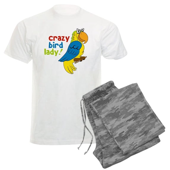 CafePress - Crazy Bird Lady Men's Light Pajamas - Men's Light Loose Fit Cotton Pajama Set
