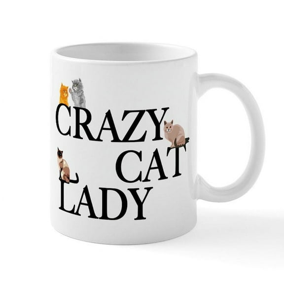 CafePress - Crazy Cat Lady - 11 oz Ceramic Mug - Novelty Coffee Tea Cup