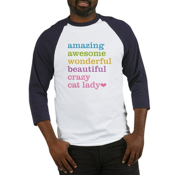 CafePress - Crazy Cat Lady Baseball Jersey - Cotton Baseball Jersey, 3/4 Raglan Sleeve Shirt