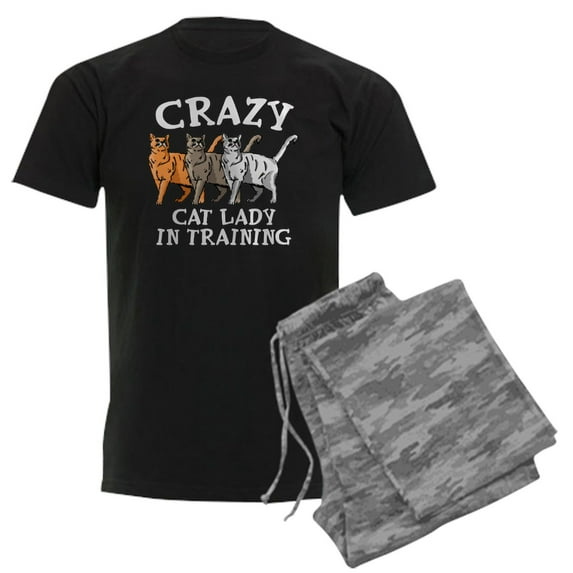 CafePress - Crazy Cat Lady Men's Dark Pajamas - Men's Dark Loose Fit Cotton Pajama Set