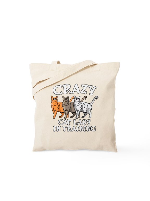 - Crazy Cat Lady Tote Bag - Unisex Canvas Tote Bag, Beige, 1-Piece