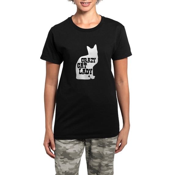 CafePress - Crazy Cat Lady Women's Dark Pajamas - Women's Short Sleeve Print T-Shirt and Pants Dark Cotton Pajama Set